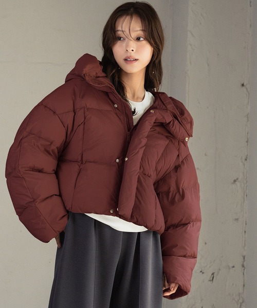 セール】フーデッド ショート丈 ダウンコート（ダウンジャケット
