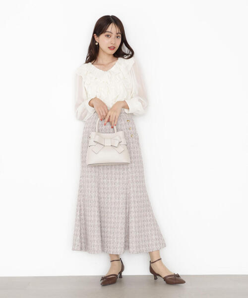 PROPORTION BODY DRESSING（プロポーションボディドレッシング）の「ラメツイードマーメイドスカート / 1215220916（スカート・レディース・ブラック/ピンク・SMALL/P/S/MEDIUM）」の6枚目の写真