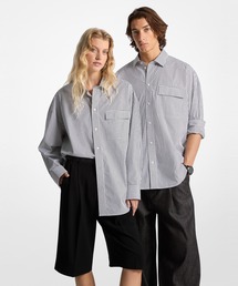 MICHAEL KORS | ユニセックス オーバーサイズ ストライプ ストレッチコットン ポプリン シャツ(シャツ/ブラウス)