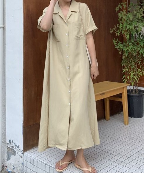 CHUL(チュル)の「ラウンドネックシックパフスリーブワンピース(ワンピース・レディース・イエロー/ブルー・MEDIUM/LARGE)」の1枚目の写真