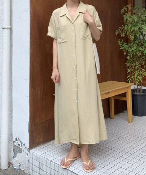 CHUL(チュル)の「ラウンドネックシックパフスリーブワンピース(ワンピース・レディース・イエロー/ブルー・MEDIUM/LARGE)」の6枚目の写真