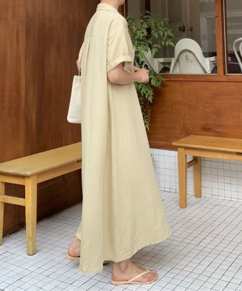 CHUL(チュル)の「ラウンドネックシックパフスリーブワンピース(ワンピース・レディース・イエロー/ブルー・MEDIUM/LARGE)」の7枚目の写真