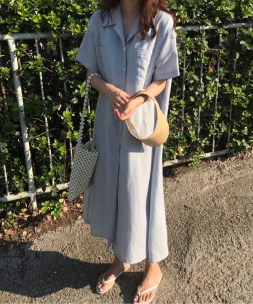 CHUL(チュル)の「ラウンドネックシックパフスリーブワンピース(ワンピース・レディース・イエロー/ブルー・MEDIUM/LARGE)」の9枚目の写真