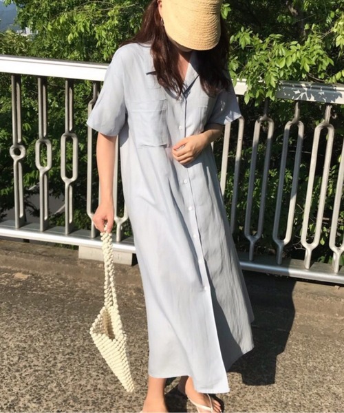CHUL(チュル)の「ラウンドネックシックパフスリーブワンピース(ワンピース・レディース・イエロー/ブルー・MEDIUM/LARGE)」の10枚目の写真