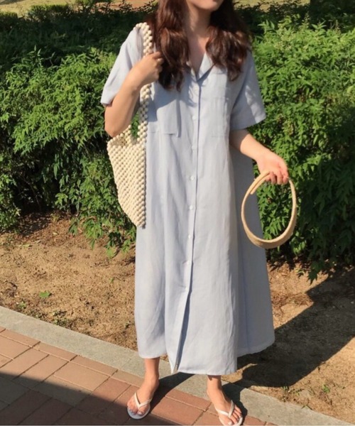 CHUL(チュル)の「ラウンドネックシックパフスリーブワンピース(ワンピース・レディース・イエロー/ブルー・MEDIUM/LARGE)」の11枚目の写真
