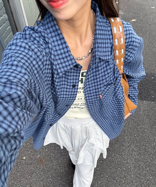 CIAOPANIC（チャオパニック）の「アソートチェックシャツ（シャツ/ブラウス・レディース・ベージュ/ブラック/グリーン/サックスブルー/ブラウン/ネイビー・MEDIUM/LARGE）」の5枚目の写真