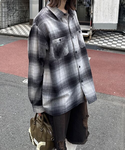 CIAOPANIC（チャオパニック）の「アソートチェックシャツ（シャツ/ブラウス・レディース・ベージュ/ブラック/グリーン/サックスブルー/ブラウン/ネイビー・MEDIUM/LARGE）」の9枚目の写真