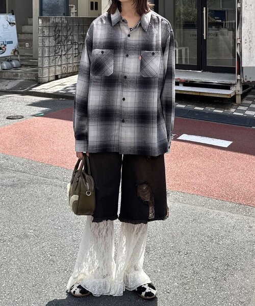 CIAOPANIC（チャオパニック）の「アソートチェックシャツ（シャツ/ブラウス・レディース・ベージュ/ブラック/グリーン/サックスブルー/ブラウン/ネイビー・MEDIUM/LARGE）」の10枚目の写真