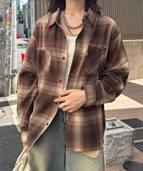 CIAOPANIC（チャオパニック）の「アソートチェックシャツ（シャツ/ブラウス・レディース・ベージュ/ブラック/グリーン/サックスブルー/ブラウン/ネイビー・MEDIUM/LARGE）」の13枚目の写真