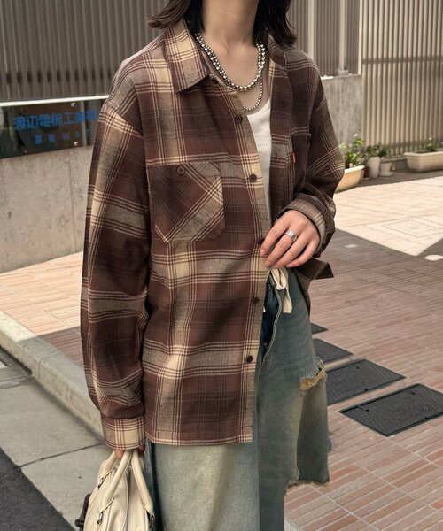 CIAOPANIC（チャオパニック）の「アソートチェックシャツ（シャツ/ブラウス・レディース・ベージュ/ブラック/グリーン/サックスブルー/ブラウン/ネイビー・MEDIUM/LARGE）」の14枚目の写真