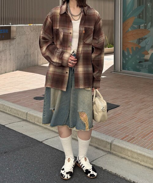 CIAOPANIC（チャオパニック）の「アソートチェックシャツ（シャツ/ブラウス・レディース・ベージュ/ブラック/グリーン/サックスブルー/ブラウン/ネイビー・MEDIUM/LARGE）」の17枚目の写真