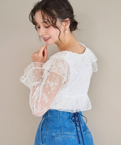 31 Sons de mode（トランテアン　ソン　ドゥ　モード）の「2025秋冬新作 レースフリルリボンブラウス（シャツ/ブラウス・レディース・ブラウン系/ベージュ/オフホワイト・ﾌﾘ-）」の13枚目の写真