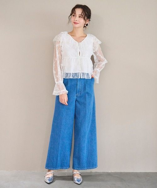 31 Sons de mode（トランテアン　ソン　ドゥ　モード）の「2025秋冬新作 レースフリルリボンブラウス（シャツ/ブラウス・レディース・ブラウン系/ベージュ/オフホワイト・ﾌﾘ-）」の21枚目の写真