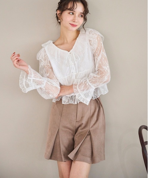 31 Sons de mode（トランテアン　ソン　ドゥ　モード）の「2025秋冬新作 レースフリルリボンブラウス（シャツ/ブラウス・レディース・ブラウン系/ベージュ/オフホワイト・ﾌﾘ-）」の20枚目の写真