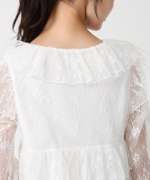 セール】2025秋冬新作 レースフリルリボンブラウス（シャツ/ブラウス