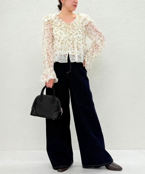 31 Sons de mode（トランテアン　ソン　ドゥ　モード）の「2025秋冬新作 レースフリルリボンブラウス（シャツ/ブラウス・レディース・ブラウン系/ベージュ/オフホワイト・ﾌﾘ-）」の14枚目の写真