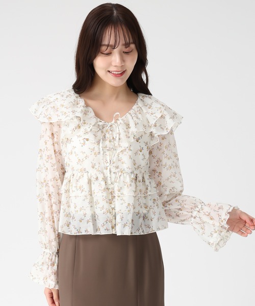 31 Sons de mode（トランテアン　ソン　ドゥ　モード）の「2025秋冬新作 レースフリルリボンブラウス（シャツ/ブラウス・レディース・ブラウン系/ベージュ/オフホワイト・ﾌﾘ-）」の6枚目の写真