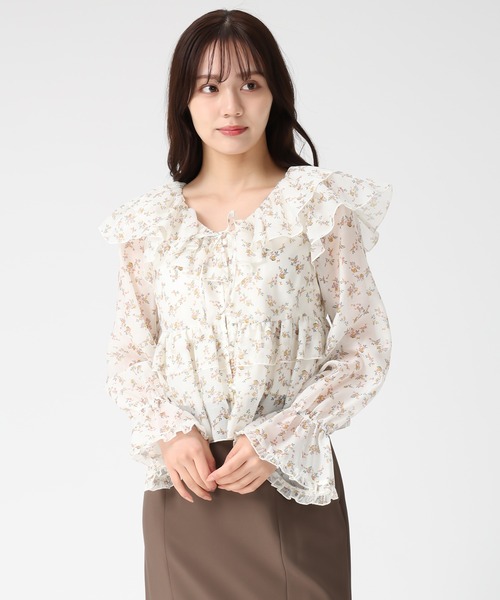 セール】2025秋冬新作 レースフリルリボンブラウス（シャツ/ブラウス