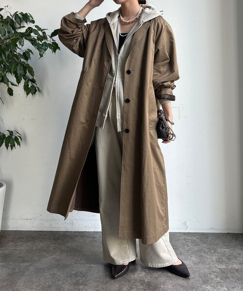 DouDou(ドゥドゥ)の「ライナー付ロングトレンチコート(その他アウター・レディース・ブラック/ベージュ・FREE)」の11枚目の写真