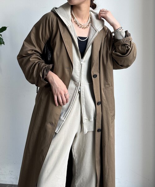 DouDou(ドゥドゥ)の「ライナー付ロングトレンチコート(その他アウター・レディース・ブラック/ベージュ・FREE)」の9枚目の写真