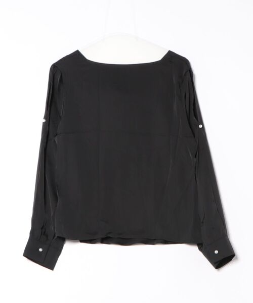 Lace Ladies(レースレディース)の「ドレープカラー オープンショルダー パール付き 長袖 ブラウス(シャツ/ブラウス・レディース・ブラック/ホワイト/アイボリー・M/XL)」の6枚目の写真