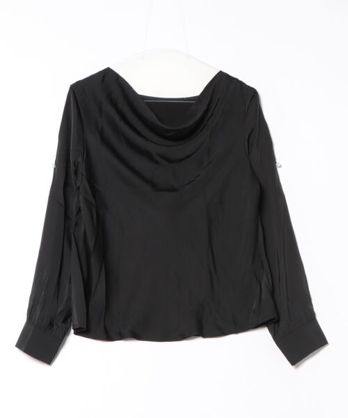 Lace Ladies(レースレディース)の「ドレープカラー オープンショルダー パール付き 長袖 ブラウス(シャツ/ブラウス・レディース・ブラック/ホワイト/アイボリー・M/XL)」の7枚目の写真