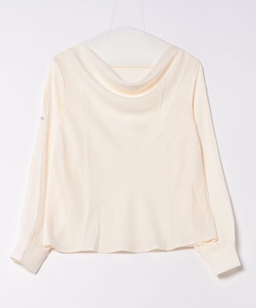 Lace Ladies(レースレディース)の「ドレープカラー オープンショルダー パール付き 長袖 ブラウス(シャツ/ブラウス・レディース・ブラック/ホワイト/アイボリー・M/XL)」の8枚目の写真
