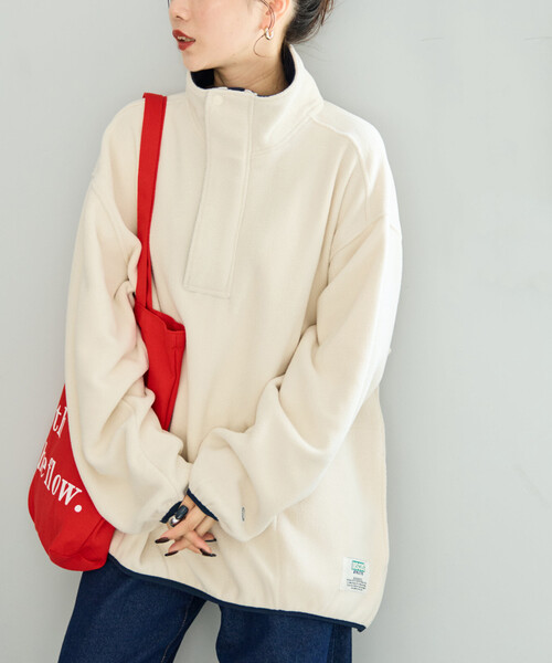 FREAK'S STORE(フリークスストア)の「限定展開 DISCUS ATHLETIC × FREAK'S STORE/ディスカス アスレチック 別注 配色 フリース ハーフジップ プルオーバー(その他アウター・レディース・ライトグレー/ブラウン/ナチュラル/ブラック/ネイビー・フリ-)」の4枚目の写真