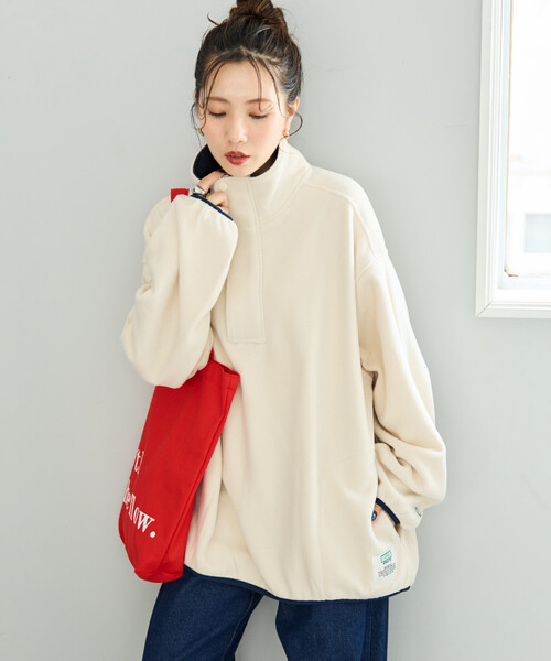 FREAK'S STORE(フリークスストア)の「限定展開 DISCUS ATHLETIC × FREAK'S STORE/ディスカス アスレチック 別注 配色 フリース ハーフジップ プルオーバー(その他アウター・レディース・ライトグレー/ブラウン/ナチュラル/ブラック/ネイビー・フリ-)」の10枚目の写真