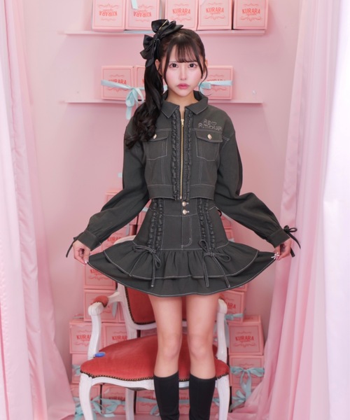 ReAmour（リアムール）の「デニムフリルスカート（デニムスカート・レディース・ピンク/ブラック・FREE）」の7枚目の写真