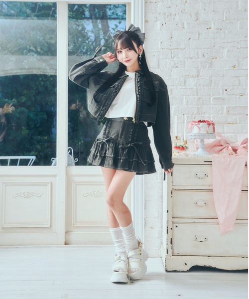 ReAmour（リアムール）の「デニムフリルスカート（デニムスカート・レディース・ピンク/ブラック・FREE）」の13枚目の写真