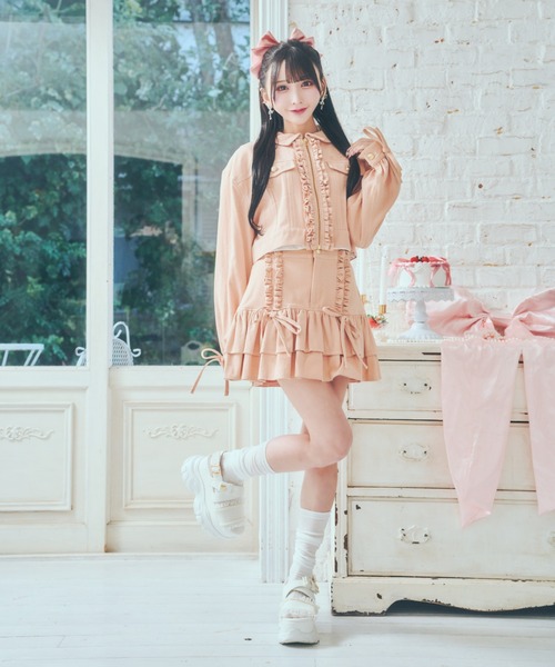 ReAmour（リアムール）の「デニムフリルスカート（デニムスカート・レディース・ピンク/ブラック・FREE）」の14枚目の写真