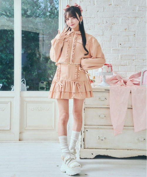 ReAmour（リアムール）の「デニムフリルスカート（デニムスカート・レディース・ピンク/ブラック・FREE）」の15枚目の写真