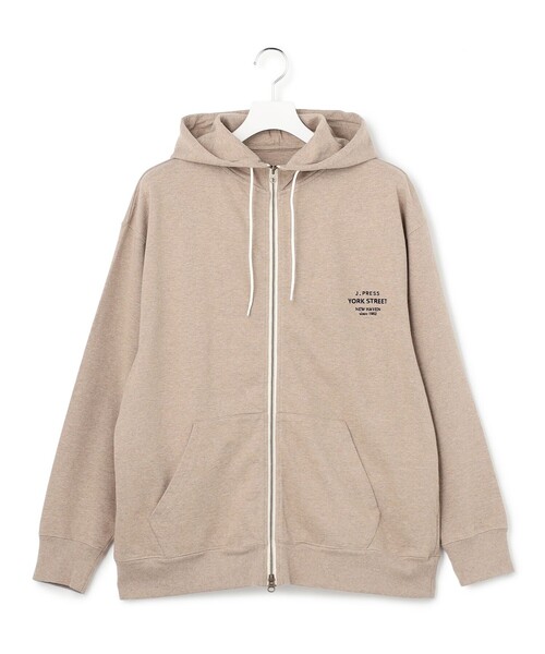 J.PRESS YORK STREET(ジェイプレスヨークストリート)の「【UNISEX】ヘビー天竺ジップアップ フーディ(Tシャツ/カットソー・メンズ・ネイビー系/ワイン系/アイボリー系・LARGE/MEDIUM/SMALL)」の1枚目の写真