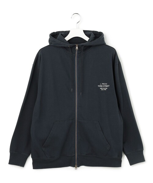 J.PRESS YORK STREET(ジェイプレスヨークストリート)の「【UNISEX】ヘビー天竺ジップアップ フーディ(Tシャツ/カットソー・メンズ・ネイビー系/ワイン系/アイボリー系・LARGE/MEDIUM/SMALL)」の2枚目の写真