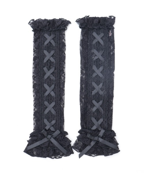 Chalmiere（シャルミエール）の「レースアップアームカバー（手袋・レディース・ホワイト/ブラック・FREE）」の4枚目の写真