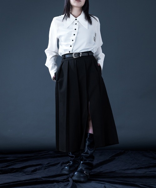 Ellno de Mavie（エルノデメヴィ）の「ロングカラーアシメウェーブシャツ（シャツ/ブラウス・レディース・ブラック/オフホワイト・FREE）」の21枚目の写真