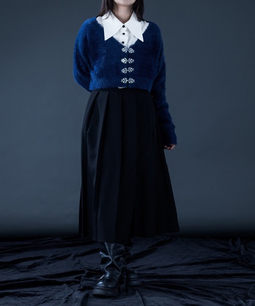 Ellno de Mavie（エルノデメヴィ）の「ロングカラーアシメウェーブシャツ（シャツ/ブラウス・レディース・ブラック/オフホワイト・FREE）」の6枚目の写真