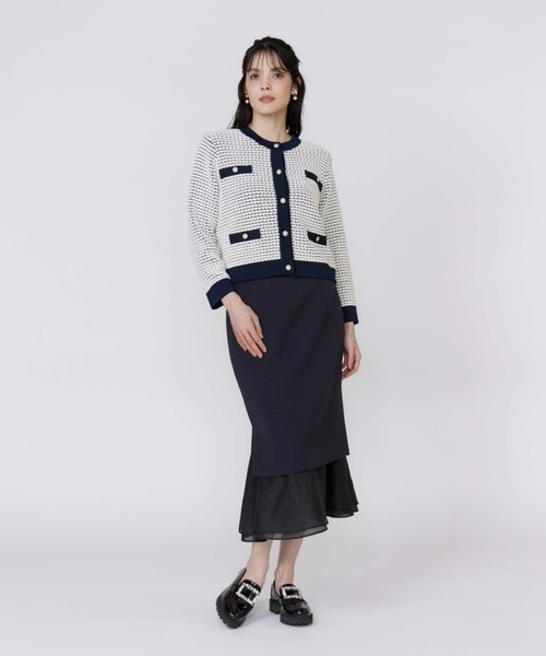 Maglie le cassetto（マーリエ ル カセット）の「《M Maglie le cassetto》シアーヘムマーメイドスカート【セットアップ対応】（スカート・レディース・ネイビー・9号/7号）」の5枚目の写真