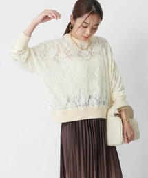 《上品な透け感》起毛レースプルオーバー