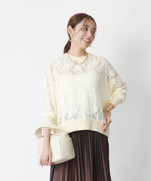 un dix cors(アンディコール)の「《上品な透け感》起毛レースプルオーバー(ニット/セーター・レディース・ブラック/アイボリー・FREE)」の7枚目の写真