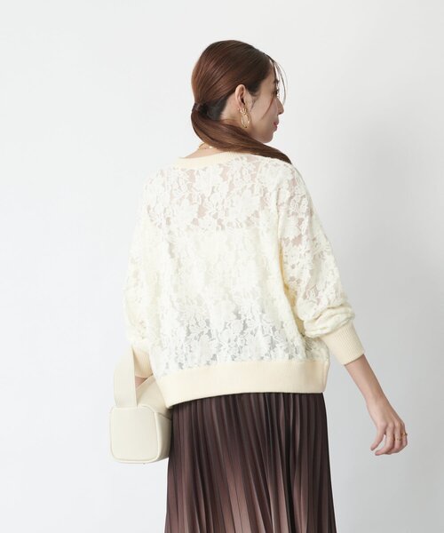 un dix cors(アンディコール)の「《上品な透け感》起毛レースプルオーバー(ニット/セーター・レディース・ブラック/アイボリー・FREE)」の9枚目の写真
