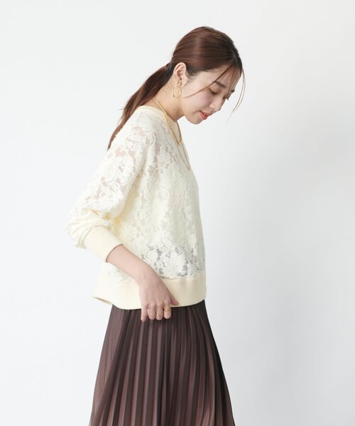 un dix cors(アンディコール)の「《上品な透け感》起毛レースプルオーバー(ニット/セーター・レディース・ブラック/アイボリー・FREE)」の10枚目の写真