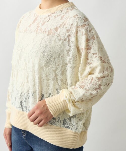 un dix cors(アンディコール)の「《上品な透け感》起毛レースプルオーバー(ニット/セーター・レディース・ブラック/アイボリー・FREE)」の5枚目の写真