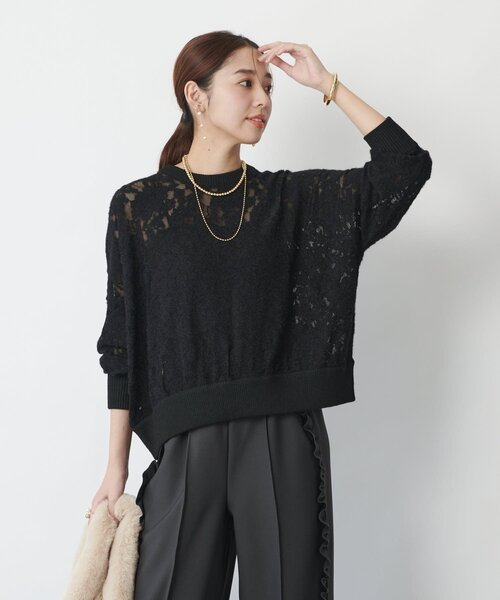 un dix cors(アンディコール)の「《上品な透け感》起毛レースプルオーバー(ニット/セーター・レディース・ブラック/アイボリー・FREE)」の22枚目の写真