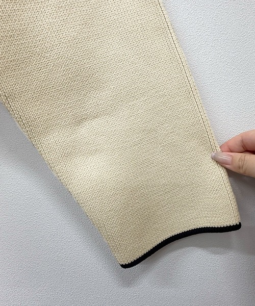 Futier land(フューティアランド)の「配色クルーネックカーディガン(カーディガン/ボレロ・レディース・ブラウン/チャコールグレー/アイボリー・FREE)」の6枚目の写真