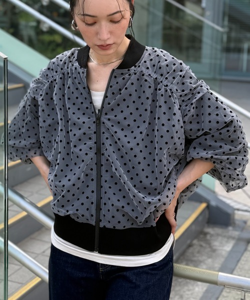 deux amour（ドゥーザムール）の「ドットシアーブルゾン（ブルゾン・レディース・ブラック/ベージュ/グレー・M～Ｌ）」の15枚目の写真