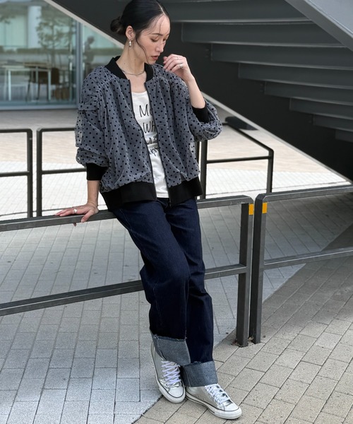 deux amour（ドゥーザムール）の「ドットシアーブルゾン（ブルゾン・レディース・ブラック/ベージュ/グレー・M～Ｌ）」の7枚目の写真