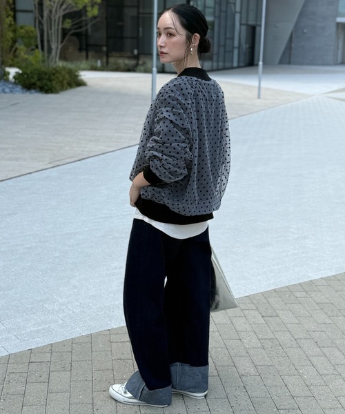 deux amour（ドゥーザムール）の「ドットシアーブルゾン（ブルゾン・レディース・ブラック/ベージュ/グレー・M～Ｌ）」の8枚目の写真