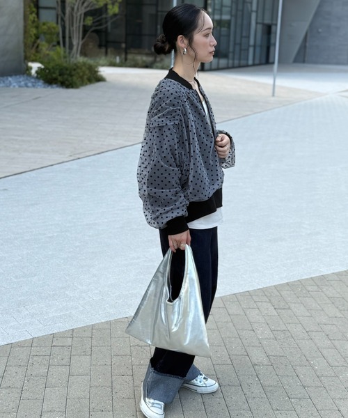 deux amour（ドゥーザムール）の「ドットシアーブルゾン（ブルゾン・レディース・ブラック/ベージュ/グレー・M～Ｌ）」の9枚目の写真